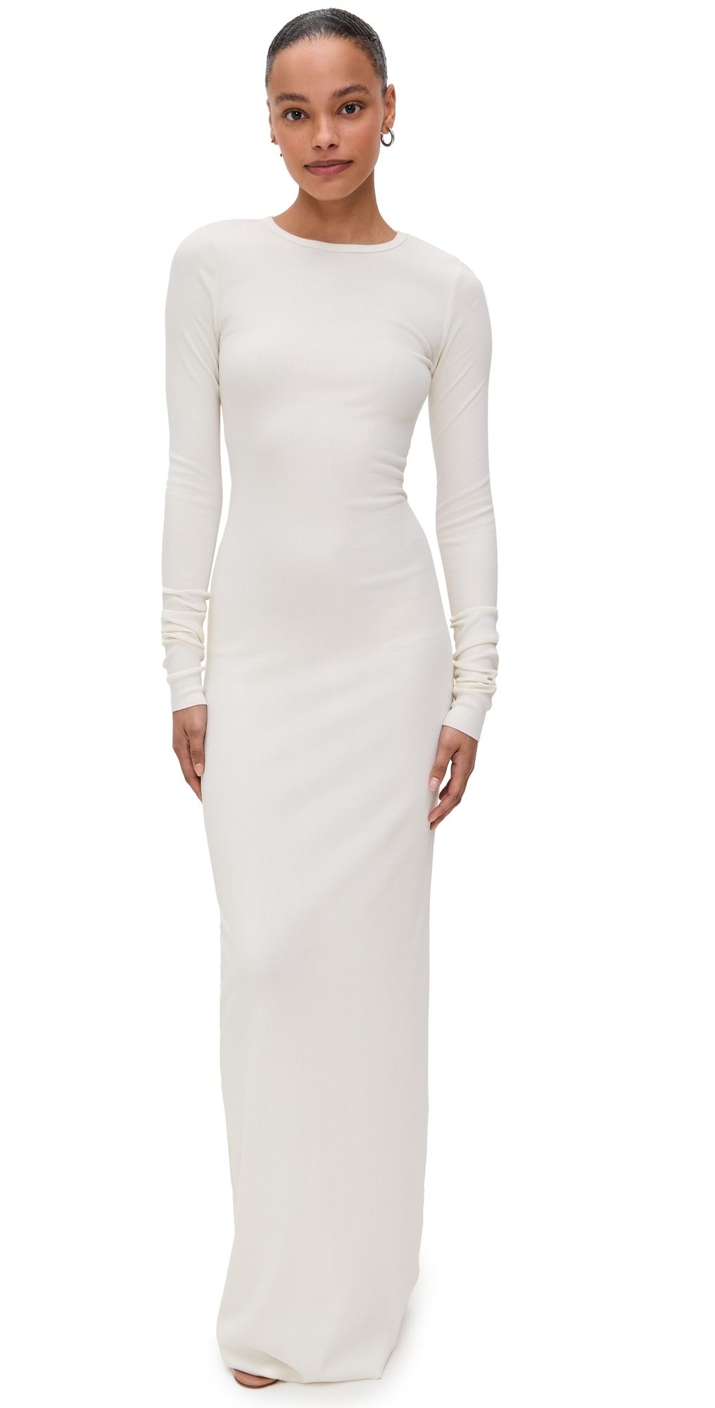Éterne Long Sleeve Crew Neck Maxi Dress Cream M