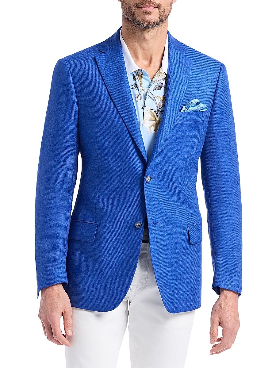 Men's Rempston Woven Linen Sport Coat - Cobalt - Size 48