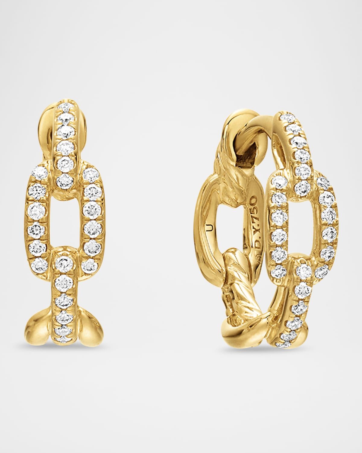 Stax Chain-Link Hoop Earrings with Diamonds in 18K Gold, 12.5mm