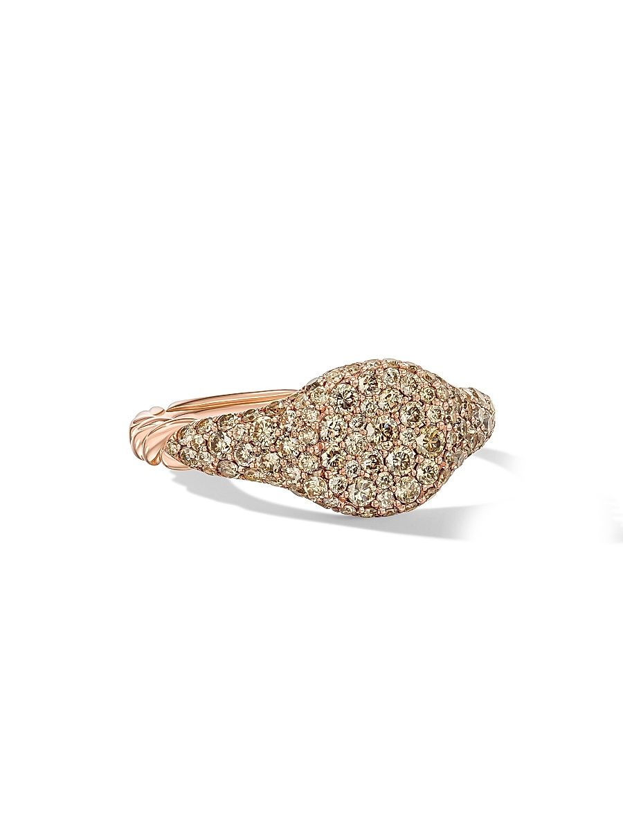 Women's Petite Pavé Pinky Ring in 18K Rose Gold - Rose Gold - Size 6