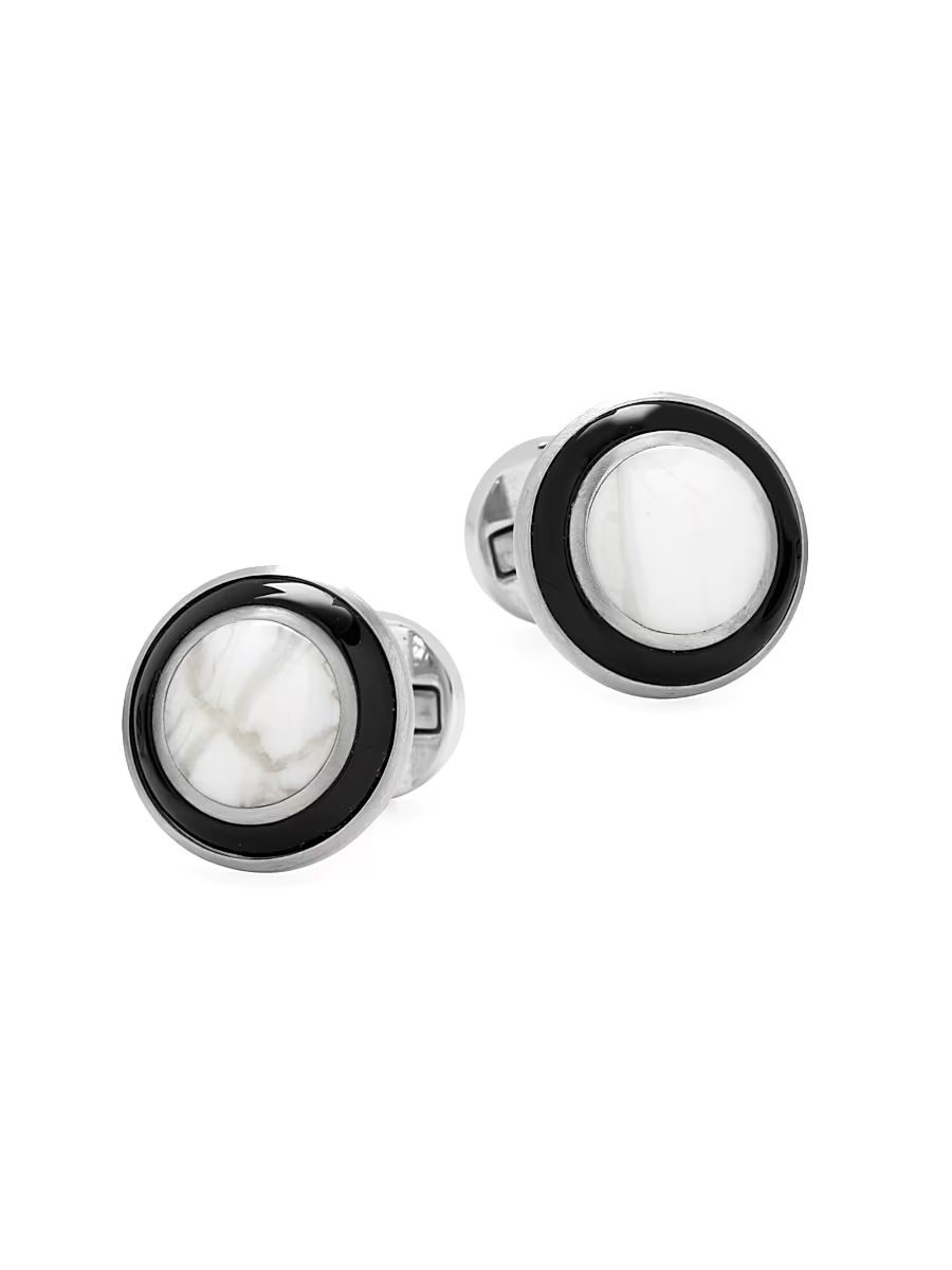 Men's Ox & Bull Trading Co. Jade & Onyx Ring Stainless Steel Cufflinks