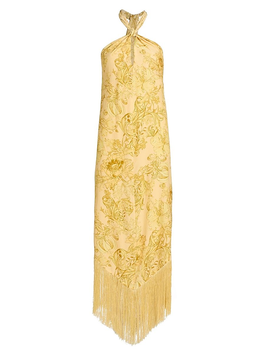 Women's Zar Jacquard Fringed Maxi Dress - Yellow - Size XL