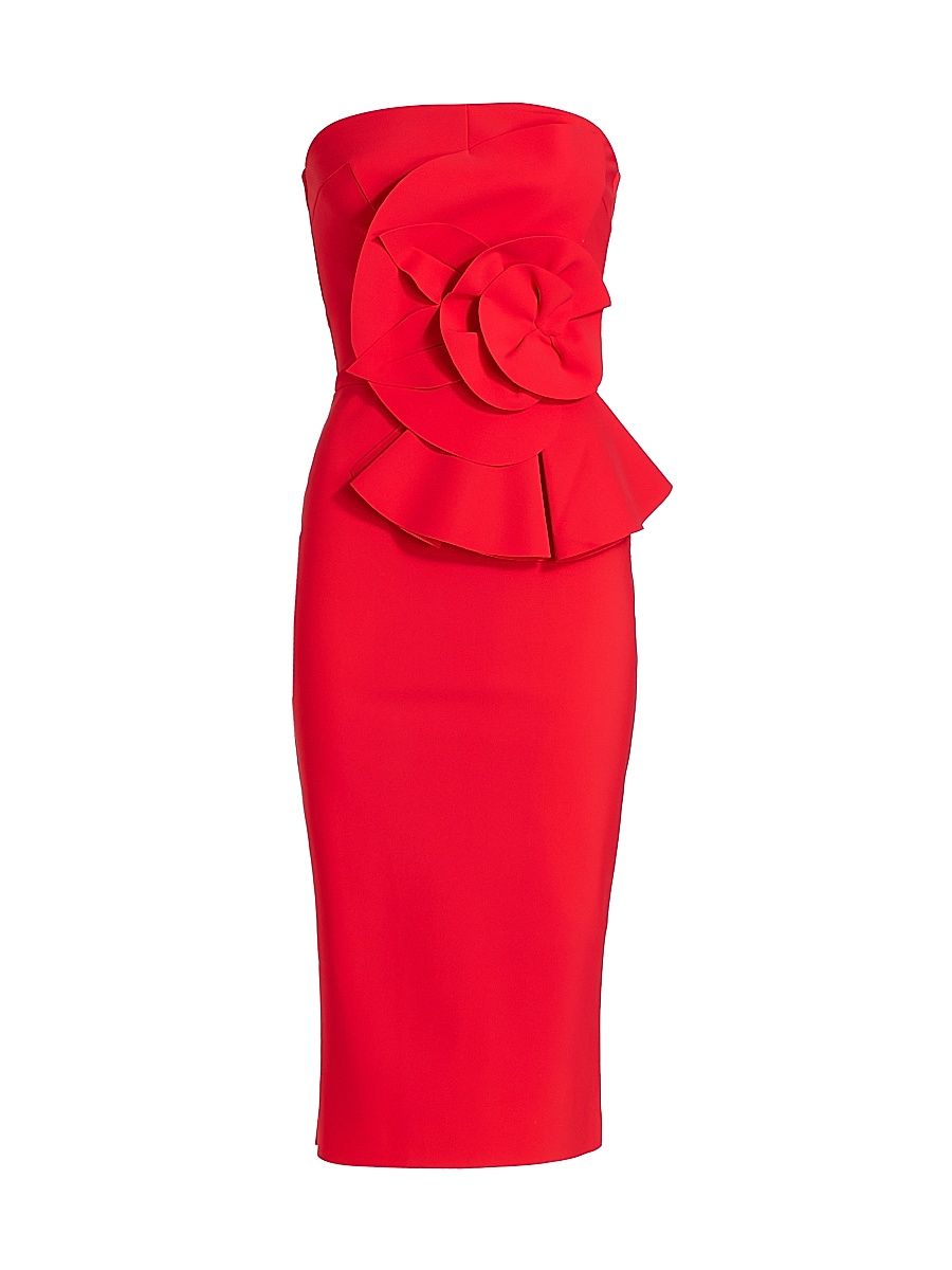 Women's Hebe Strapless Ruffle Sheath Dress - Geranium - Size 18