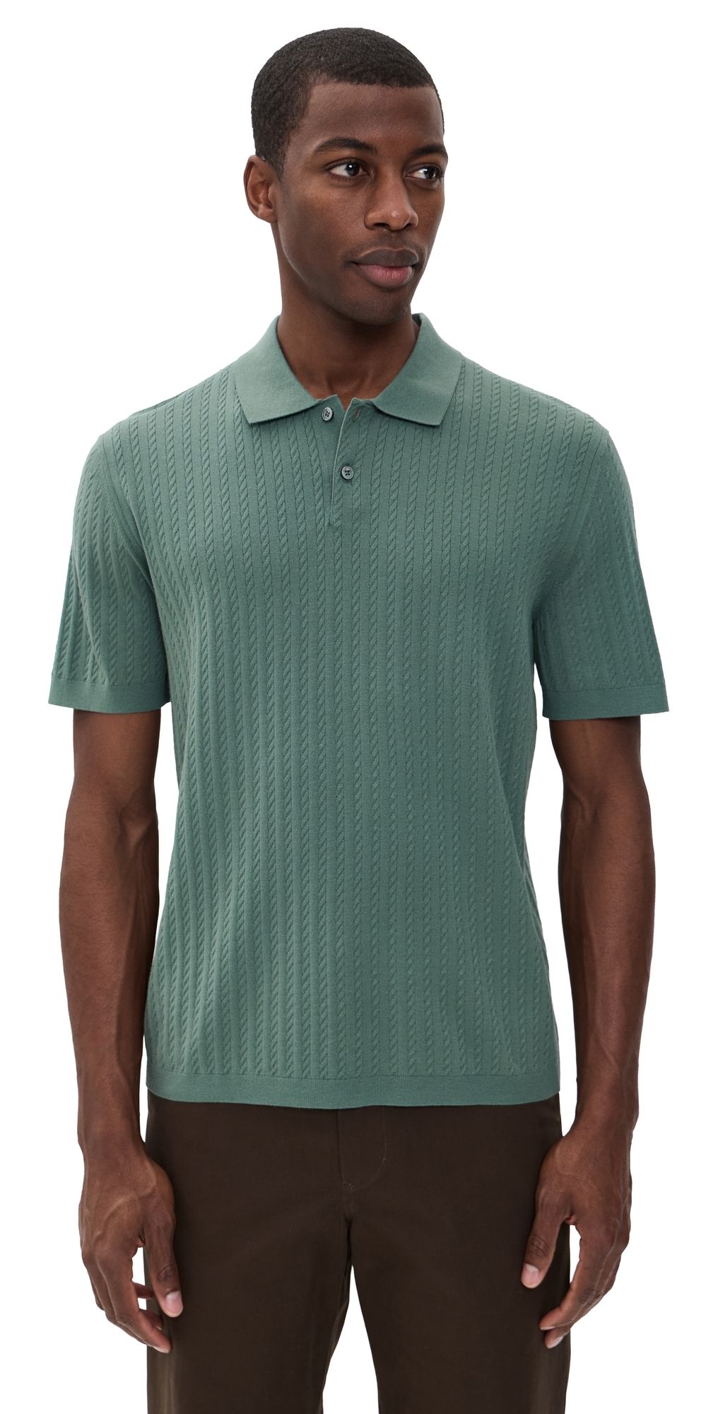 Theory Bilen Cable Polo Light Pine Grove M