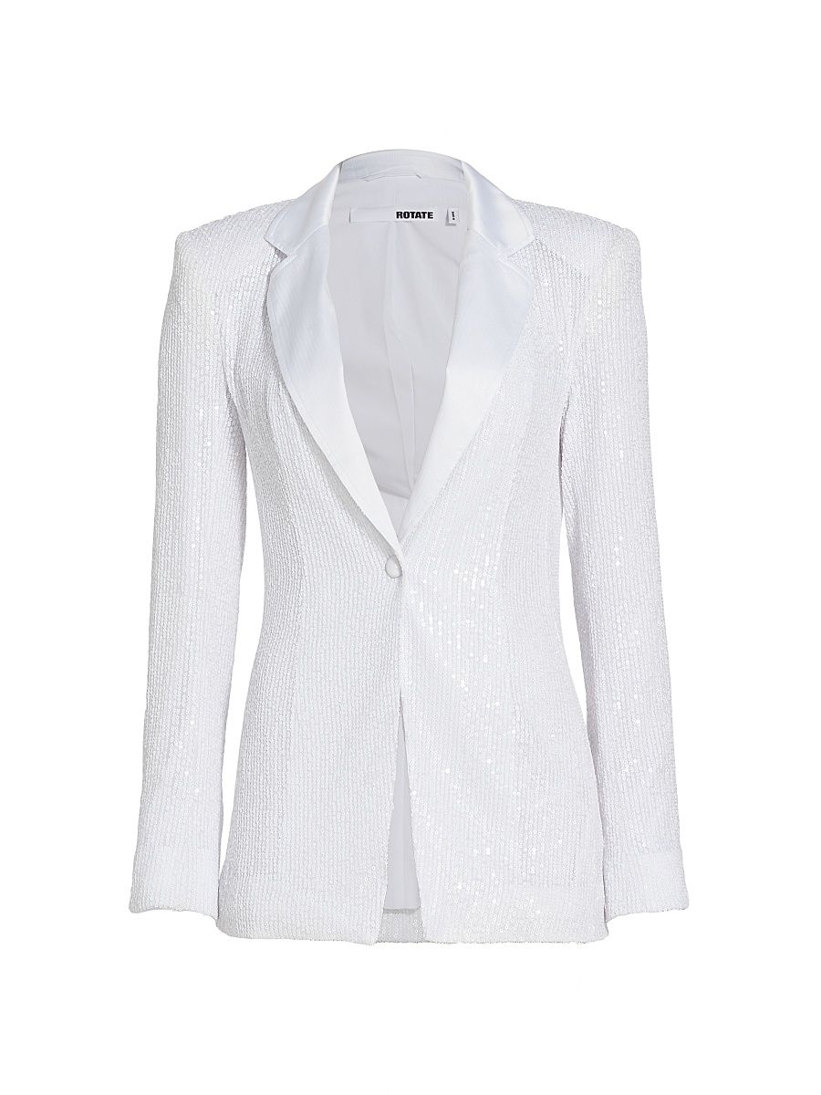 Women's Water Sequin Blazer - Bright White - Size 10