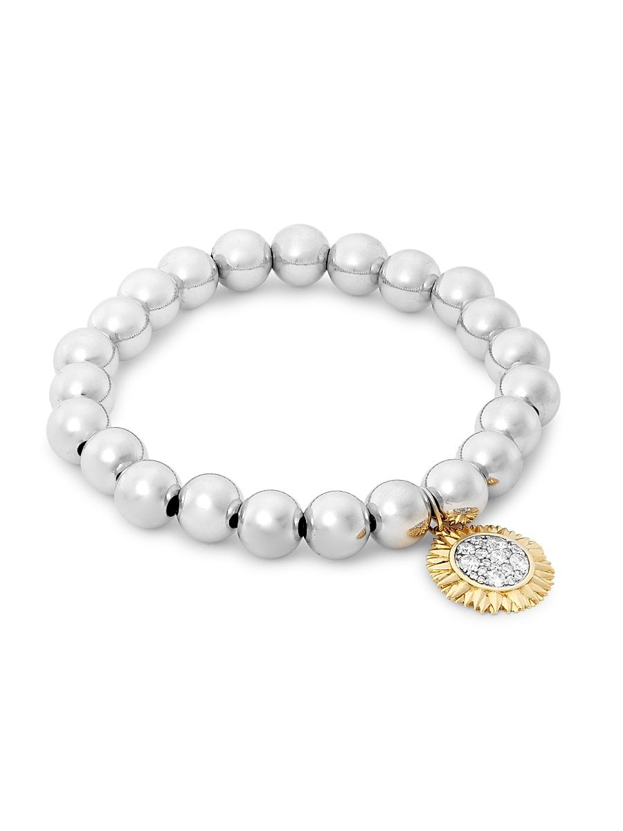 Women's Two-Tone 14K Gold & Diamond Sunflower-Charm Bracelet