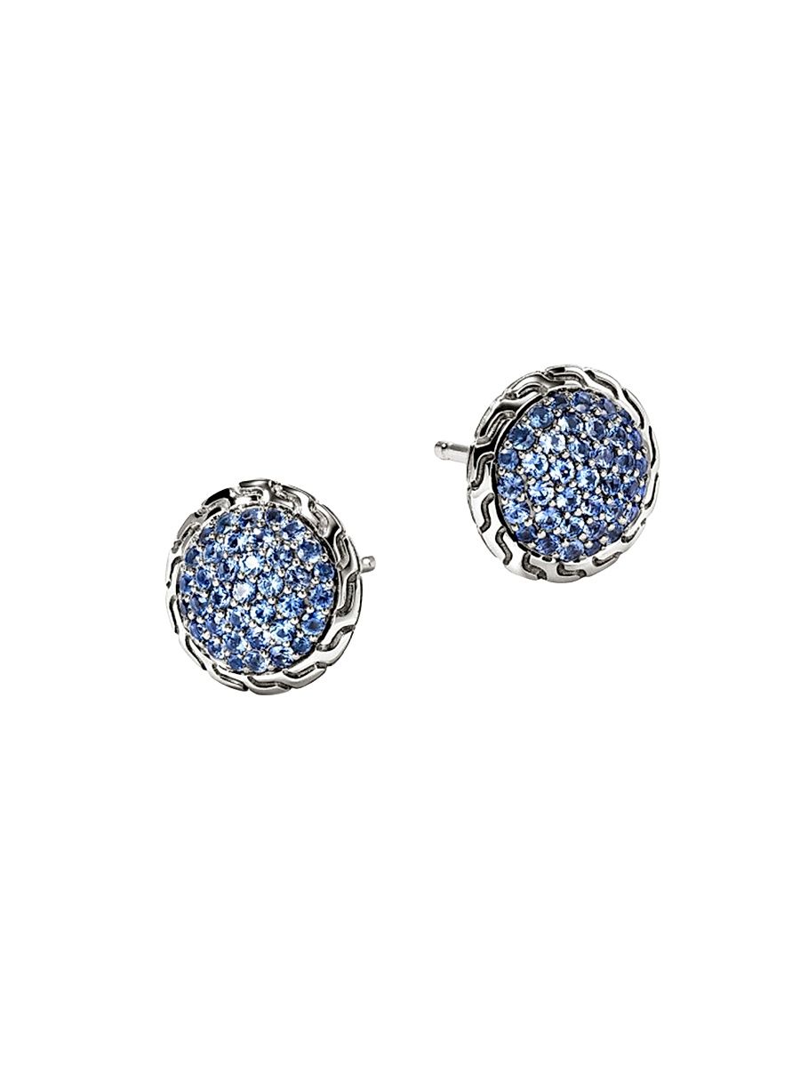 Women's JH Essentials Sterling Silver & Blue Sapphire Pavé Stud Earrings - Silver