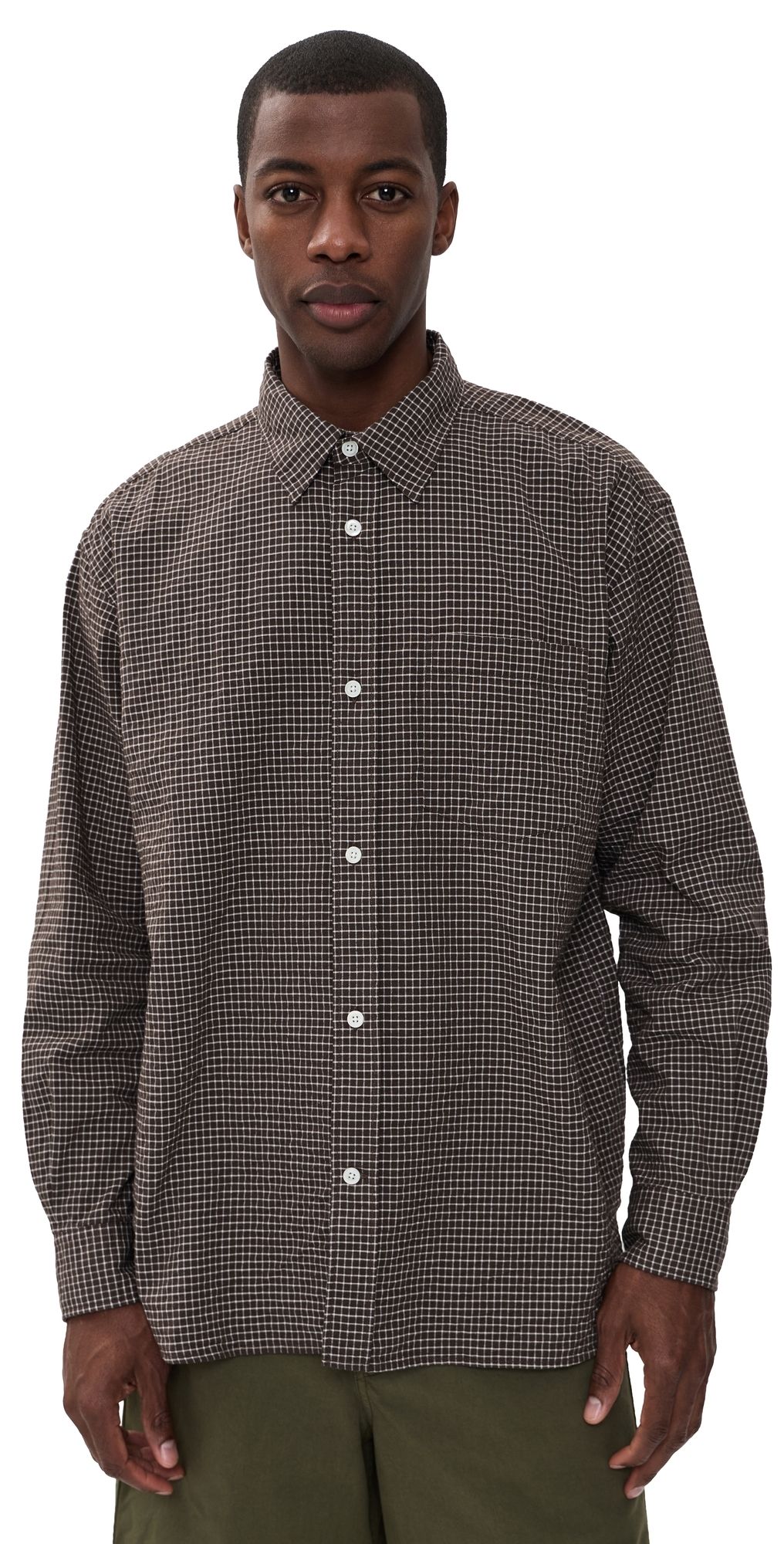 Norse Projects Espevik Check Oversized Shirt Taupe M
