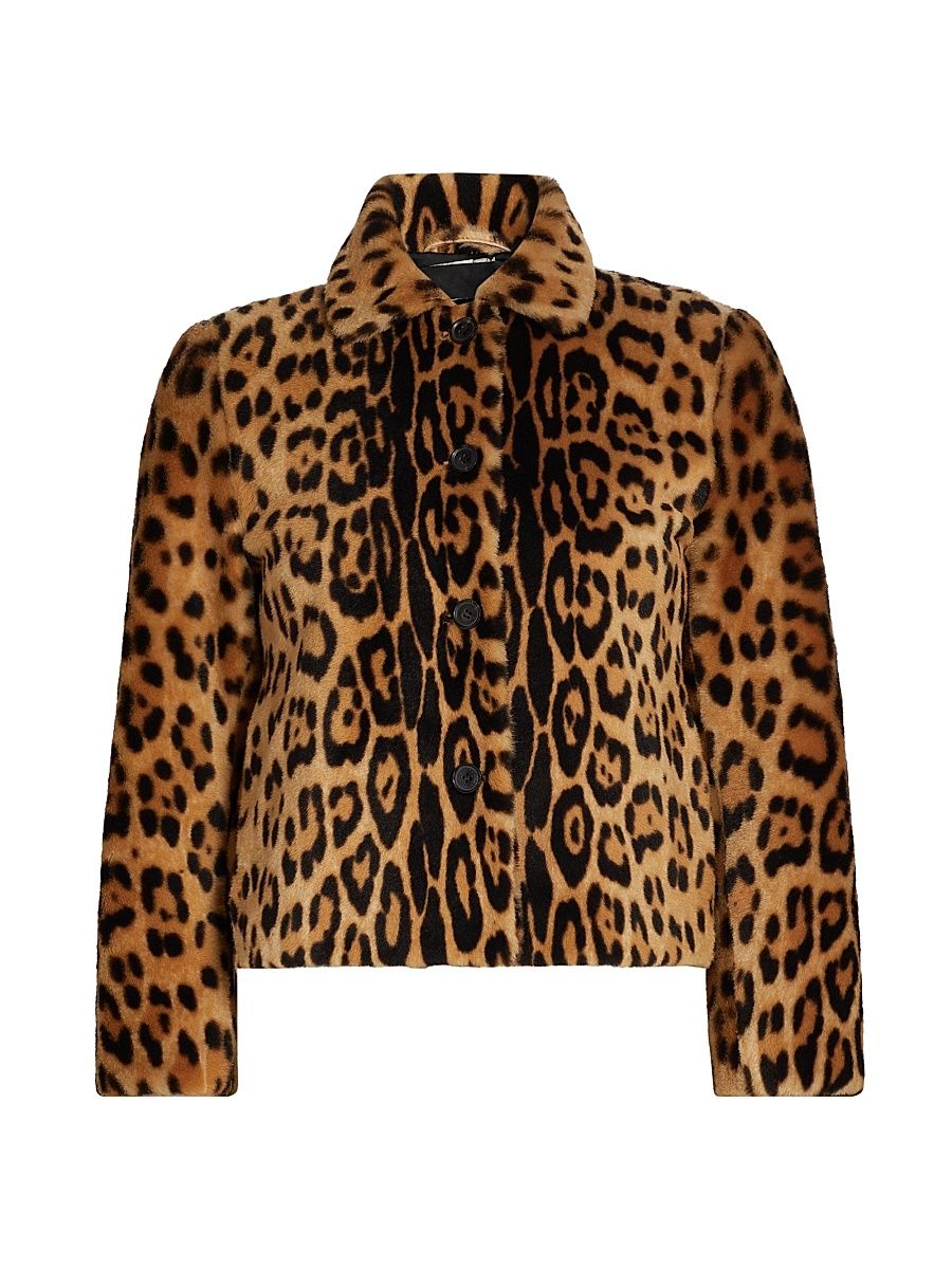 Women's Montmartre Shearling Cropped Jacket - Leopard Print - Size Large