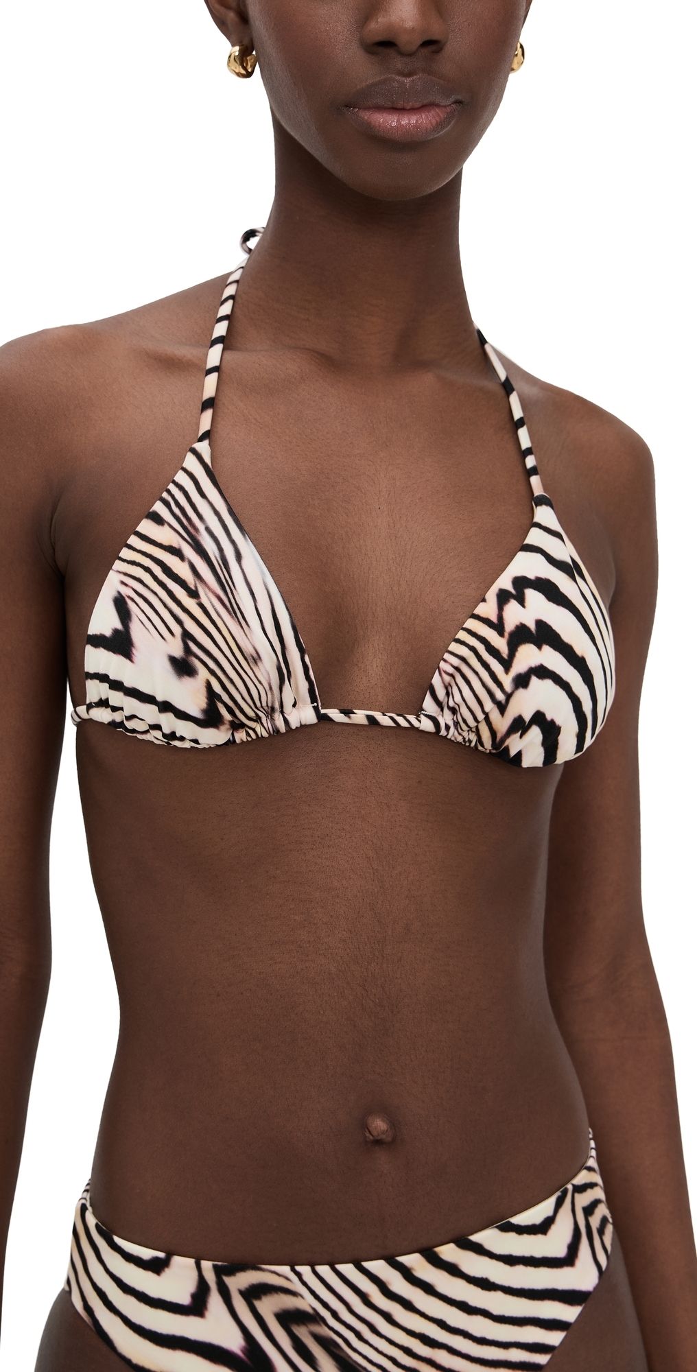 Vitamin A Gia Triangle Bikini Top Shell Stripe XS