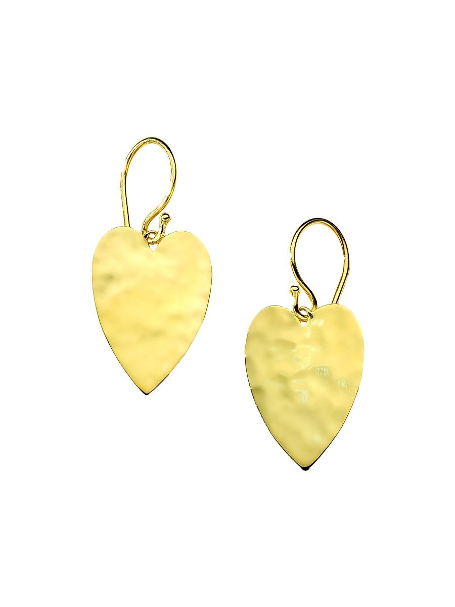 Women's Classico Crinkle Heart 18K Yellow Gold Earrings - Gold