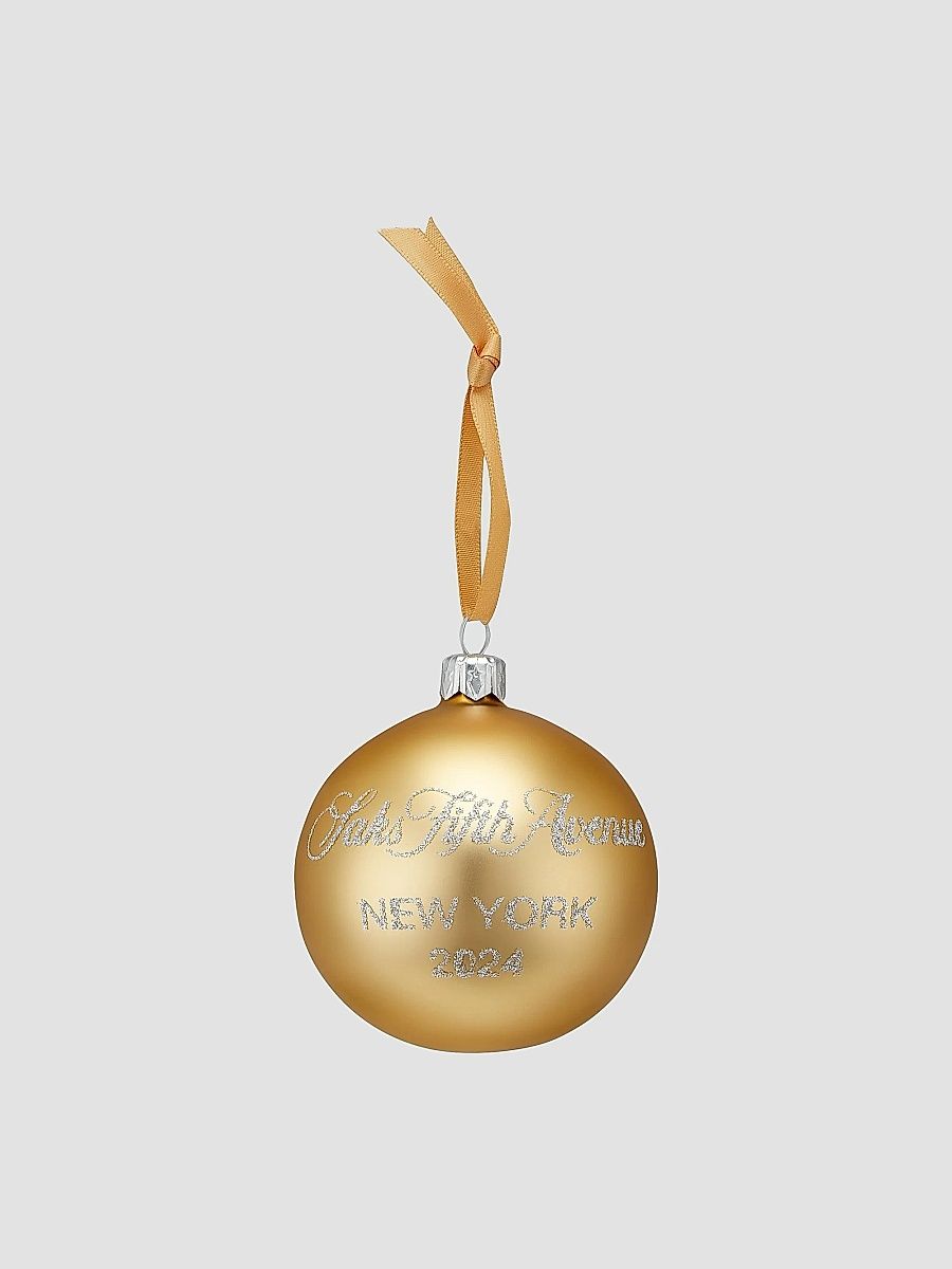 Saks Logo Ball Ornament - Gold