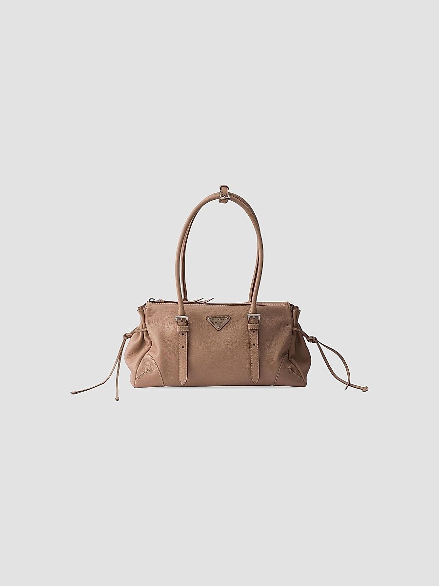 Prada Women's Medium Antiqued Leather Shoulder Bag - Light Brown