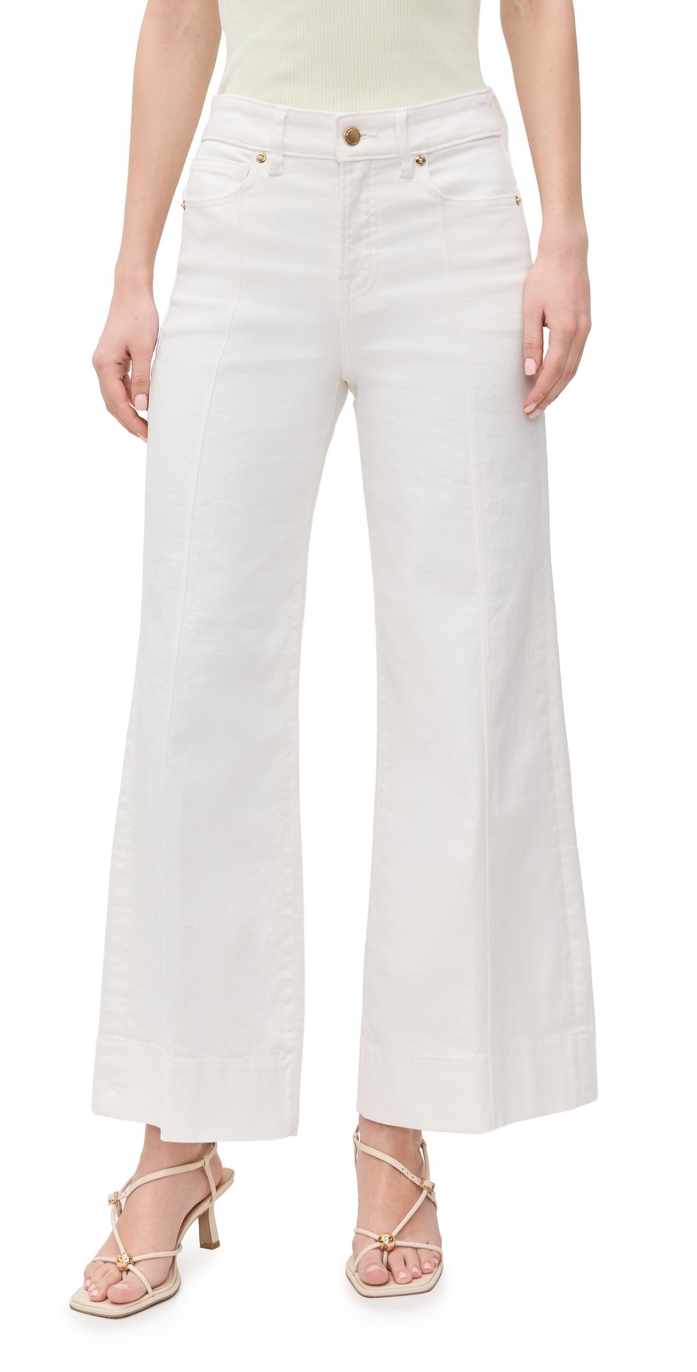 Good American Good Petite Palazzo Jeans Cotton White 10