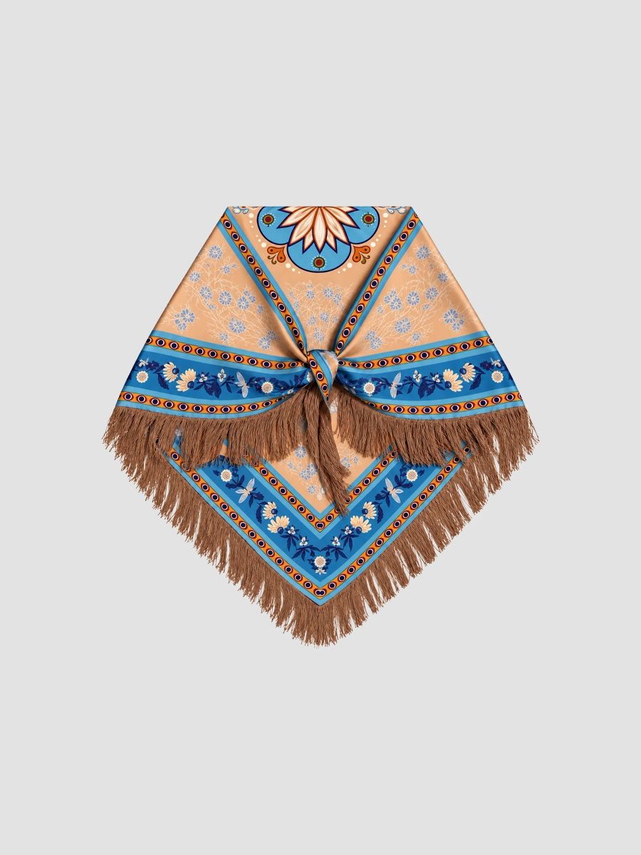 Freya Women's Gaia Printed Silk Triangle Scarf - Ocean Sapphire