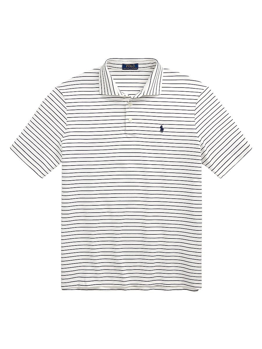 Men's Classic-Fit Soft Cotton Polo Shirt - White Refined Navy - Size XXL