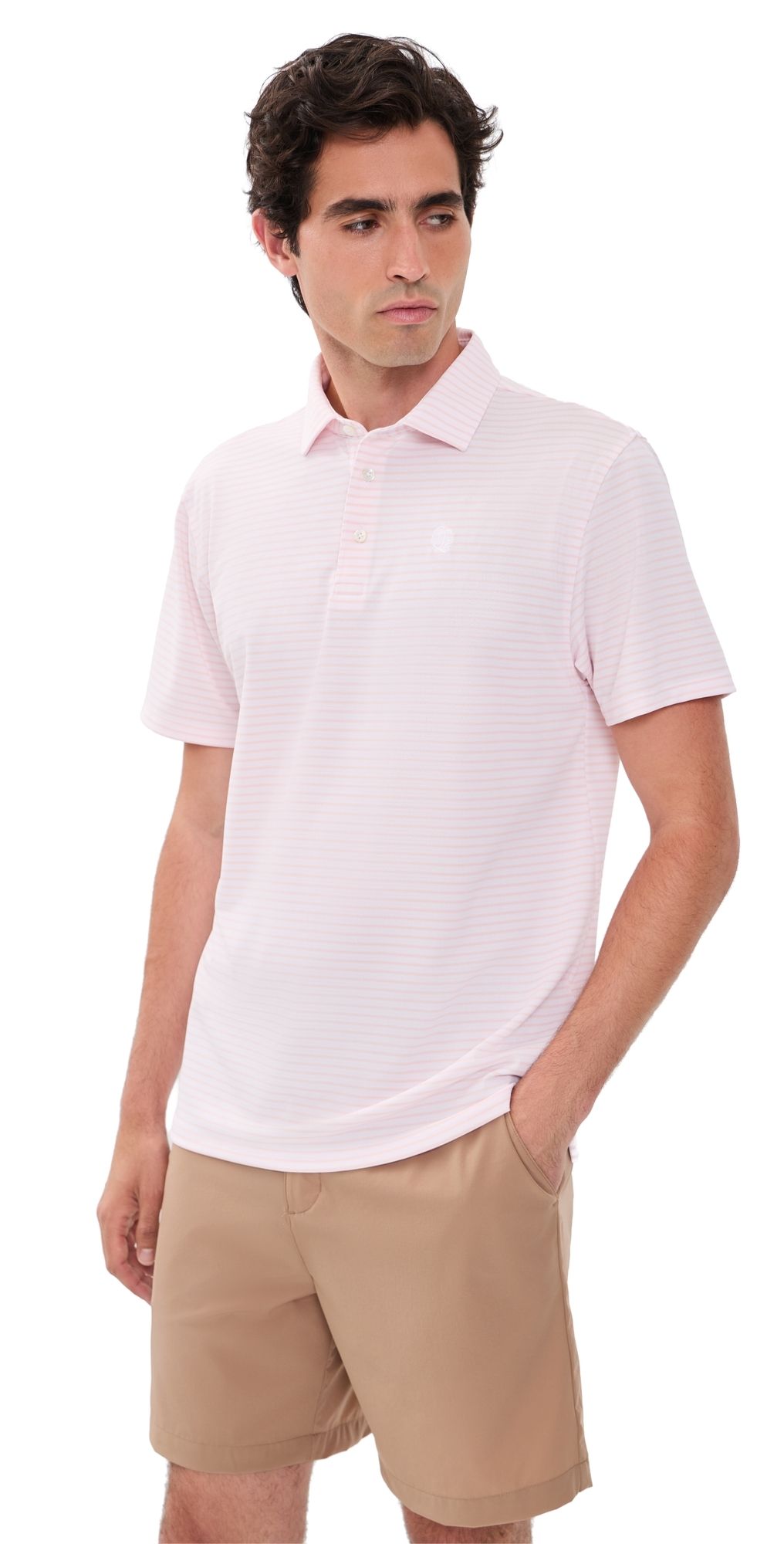 Quiet Golf Remy Stripe Polo Rose S