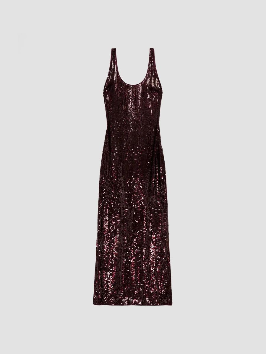 SIMKHAI Women's Bex Sequined Tank Maxi Dress - Fig - Size 14