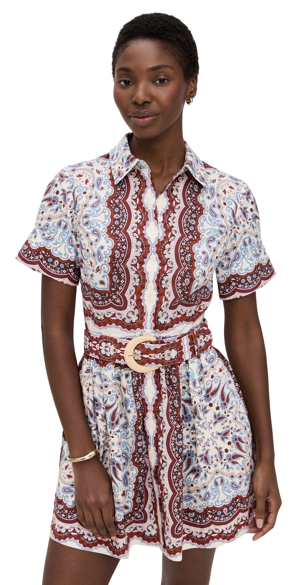 Cara Cara Malena Mini Dress Paisley Scarf Ivory 8