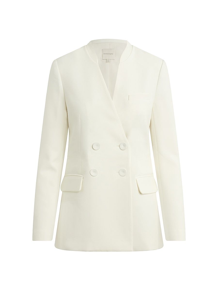 Women's The Celeste Slim-Fit Double-Breasted Blazer - Ivory - Size XL