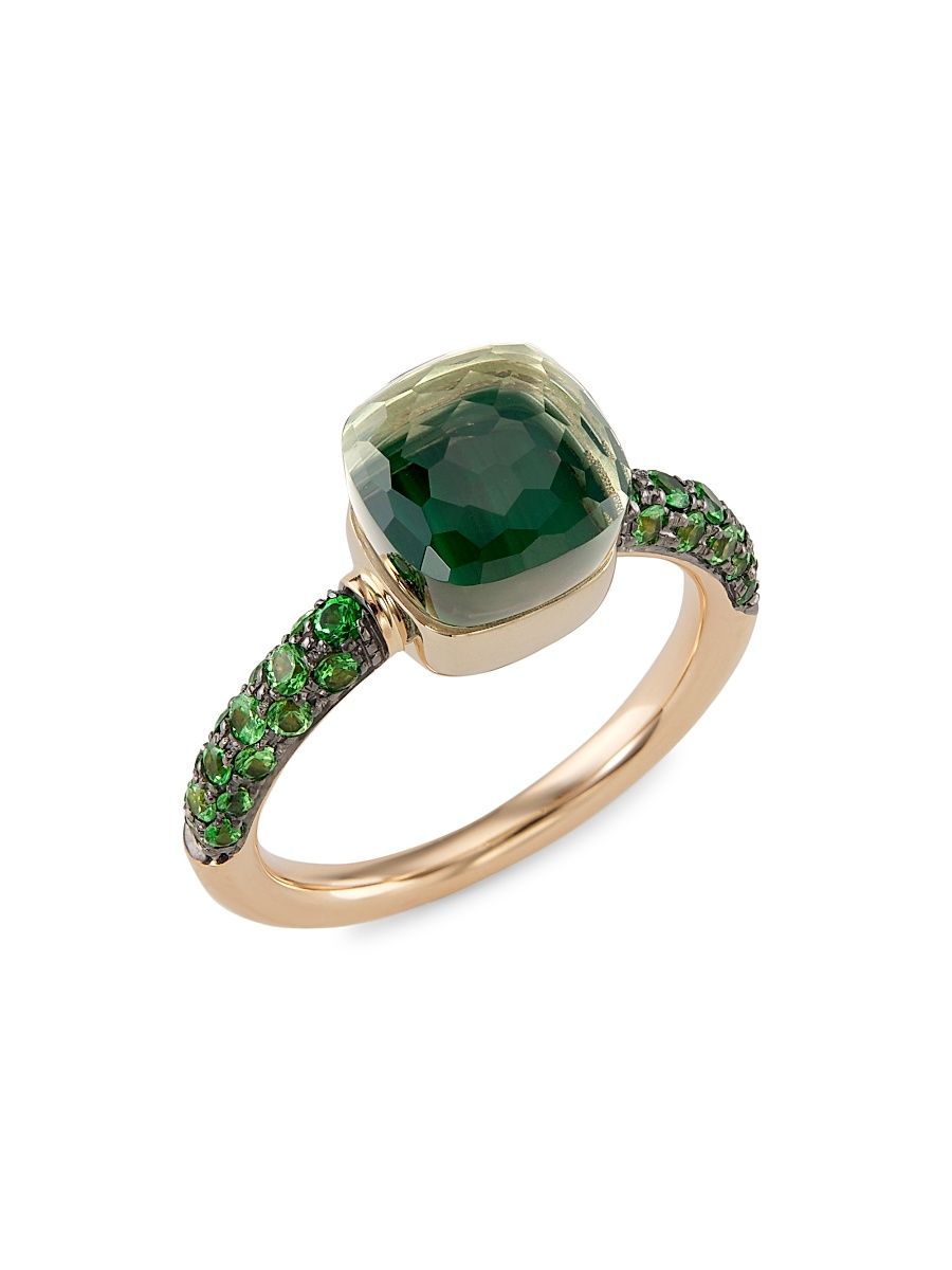 Women's Nudo Petit Two-Tone 18K Gold & Multi-Gemstone Ring - Green - Size 7.25