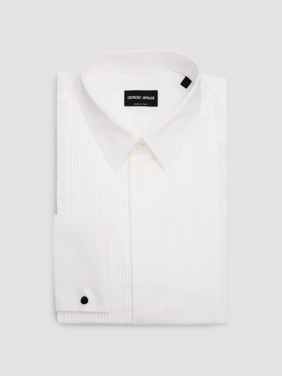 Giorgio Armani Men's Cotton Tuxedo Shirt - White - Size 18