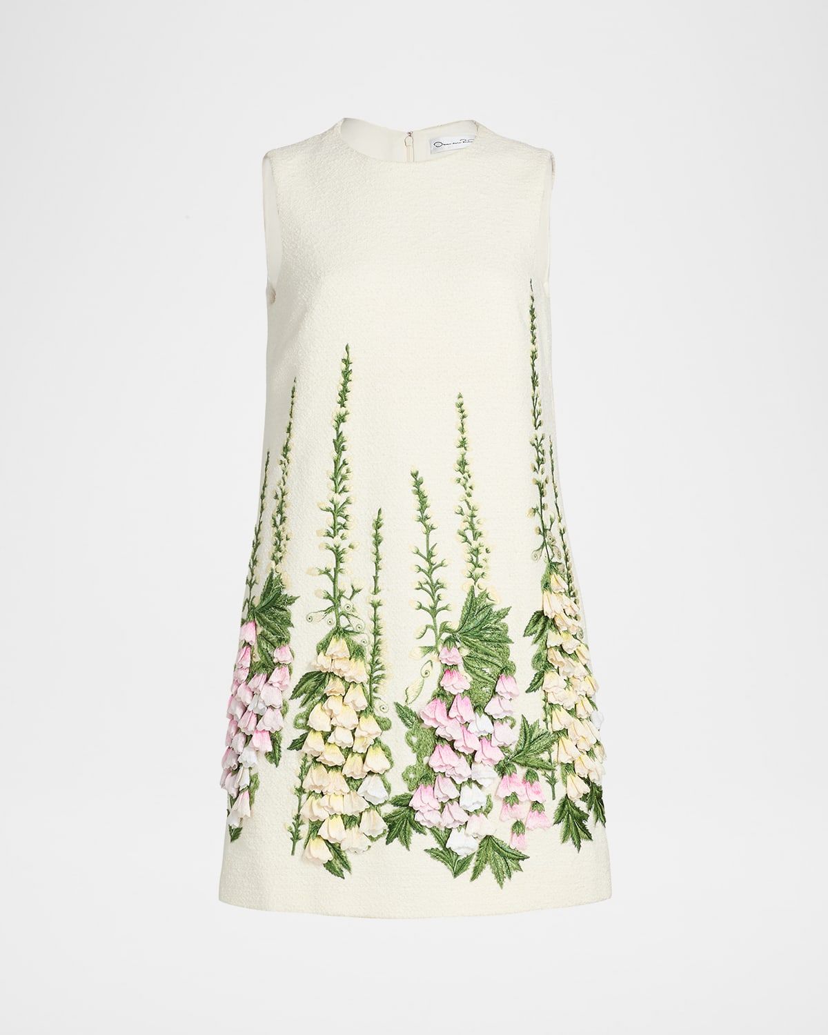 Foxglove Embroidered Tweed Mini Shift Dress