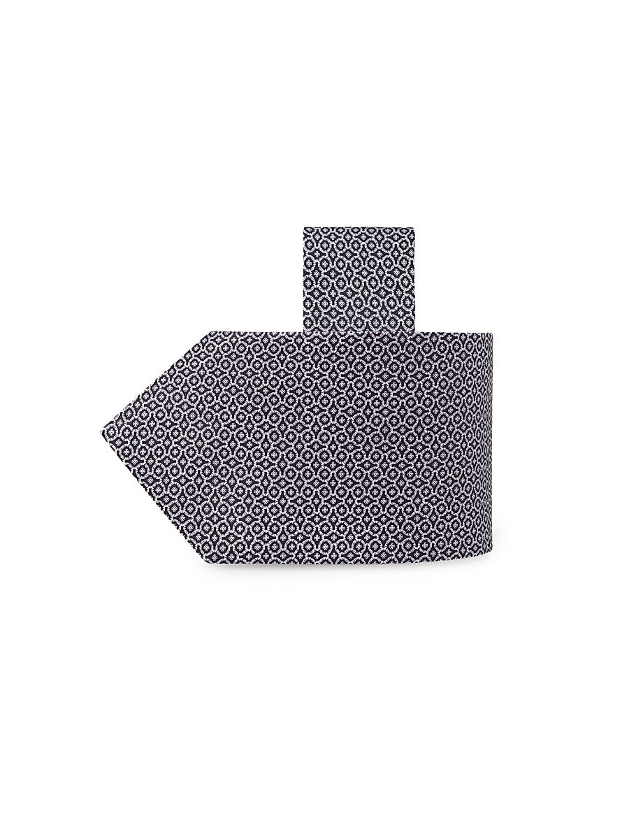 Men's Geometric Silk-Blend Tie - Black White
