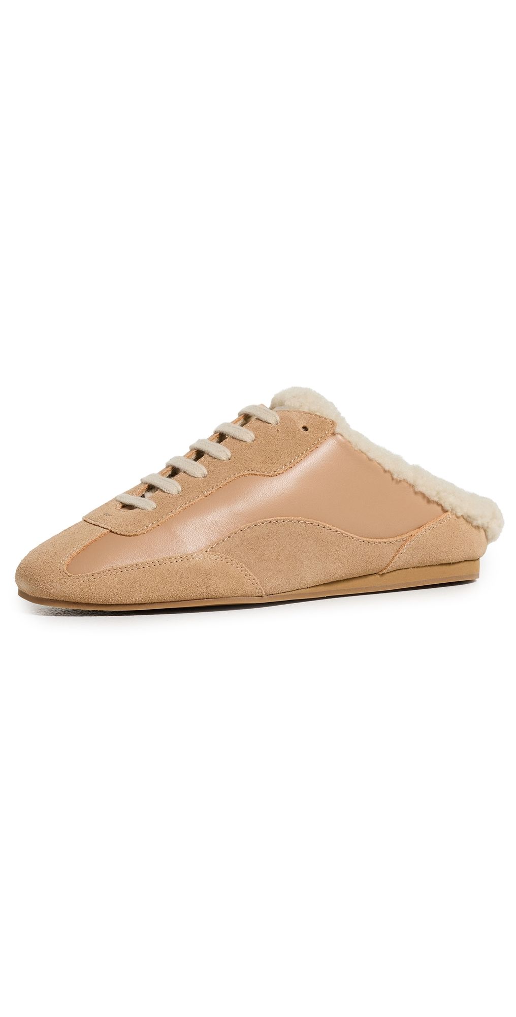 SIMKHAI Georgie Shearling Slip On Sneakers Light Camel Ecru 41