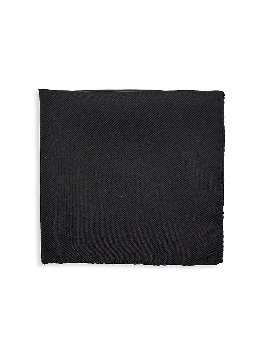 Men's COLLECTION Silk King Twill Pocket Square - Black