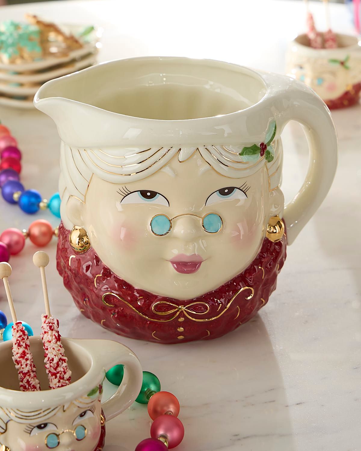 Mrs. Papa Noel Ceramic Pitcher, 142 oz.