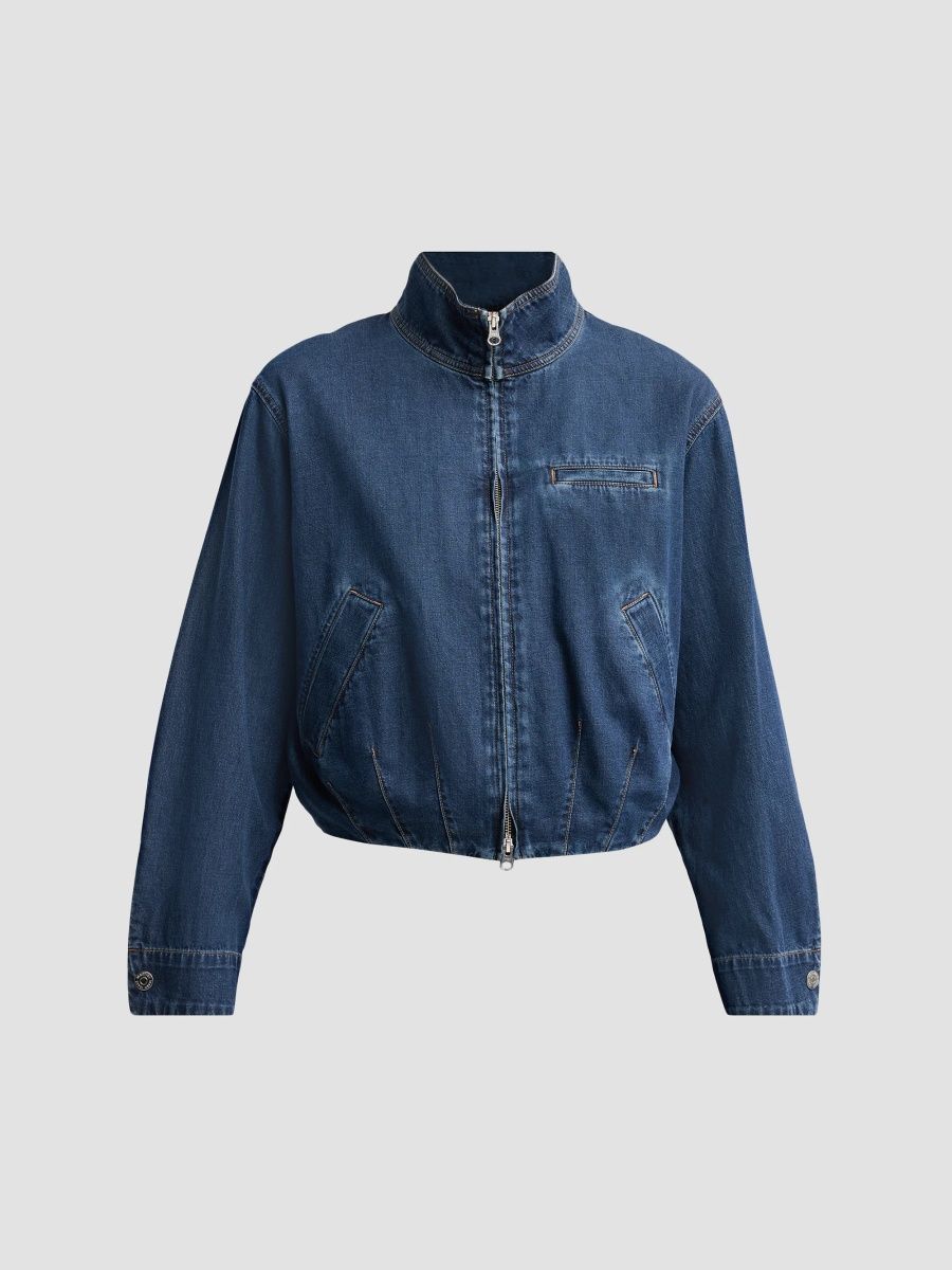 Veronica Beard Women's Wolsey Denim Bomber Jacket - Heart Breaker - Size XL