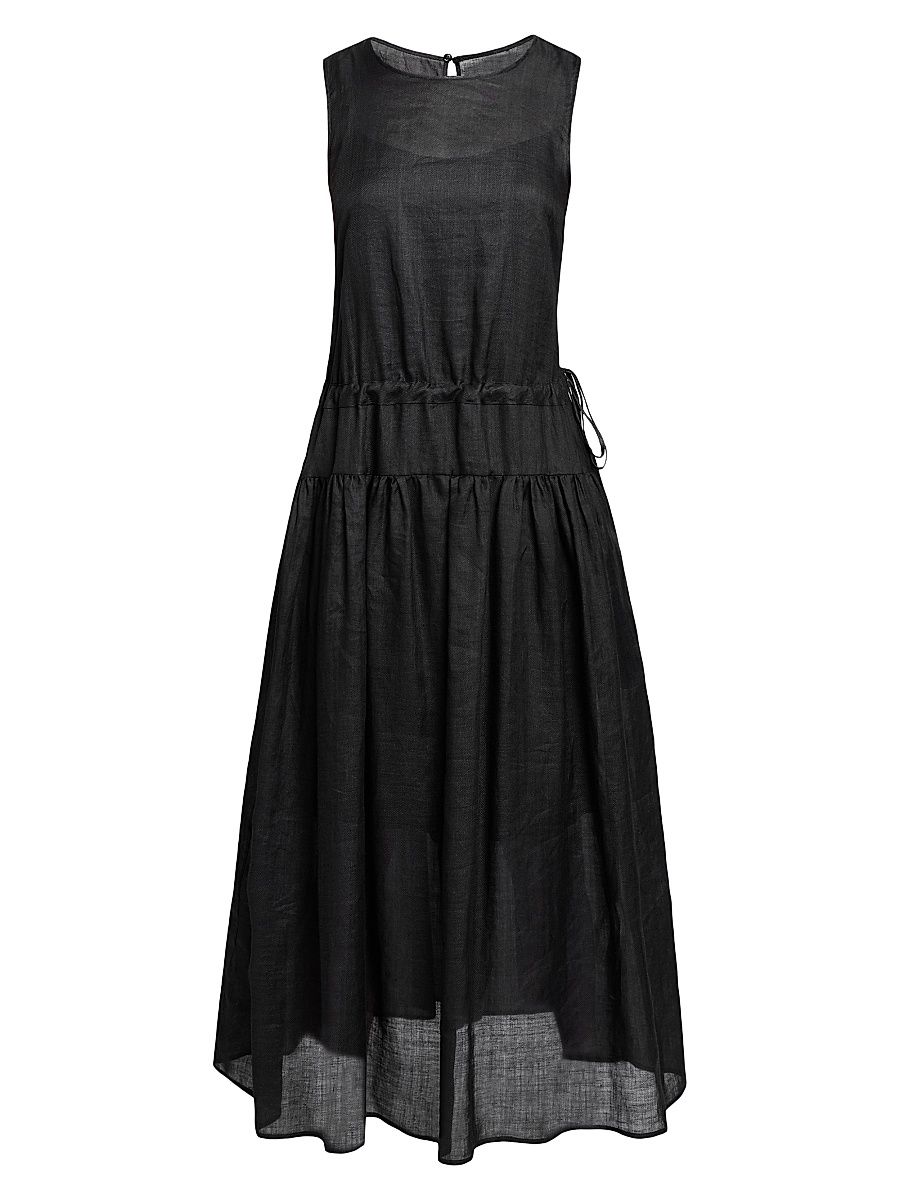 Women's Dropped-Waist Midi-Dress - Black - Size 4