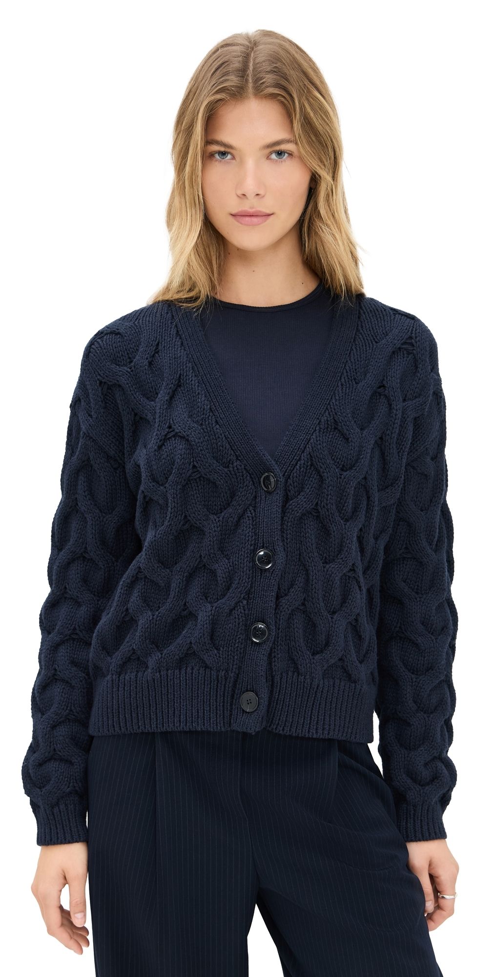 ATM Anthony Thomas Melillo Cotton Cashmere Air Cardigan Midnight L
