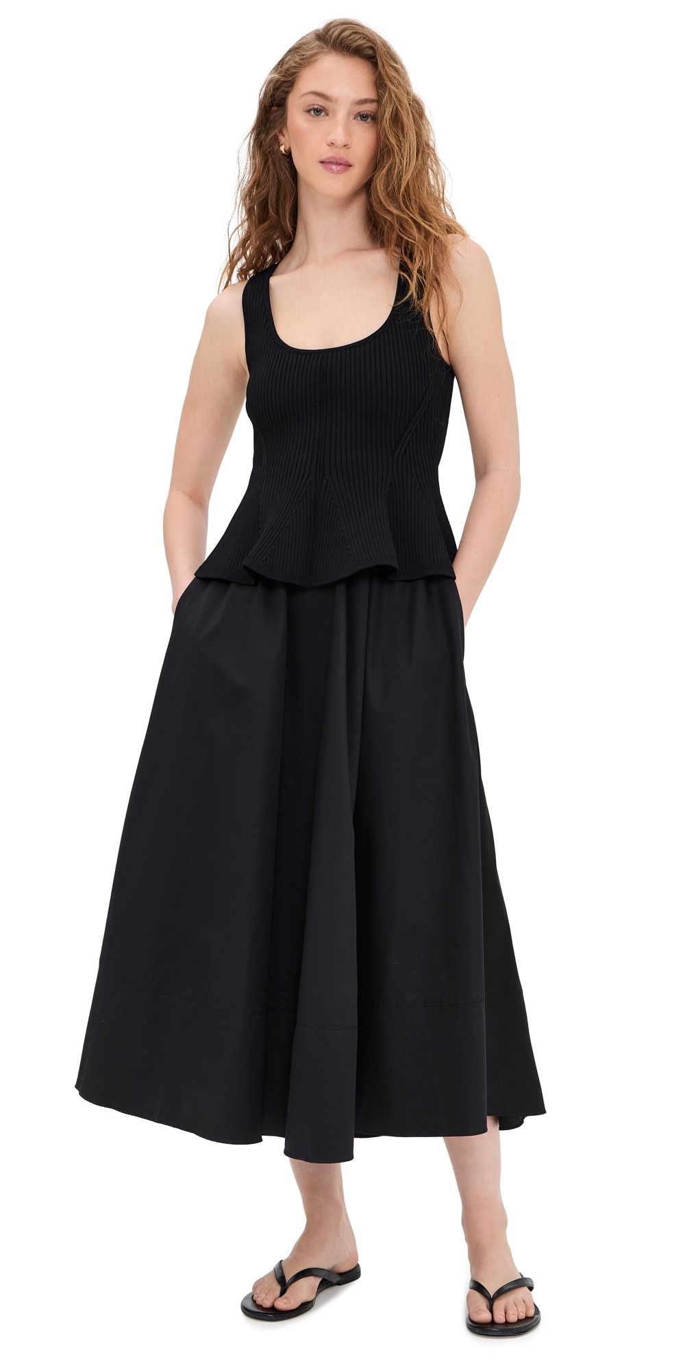 La Ligne Peplum Combo Dress Black S