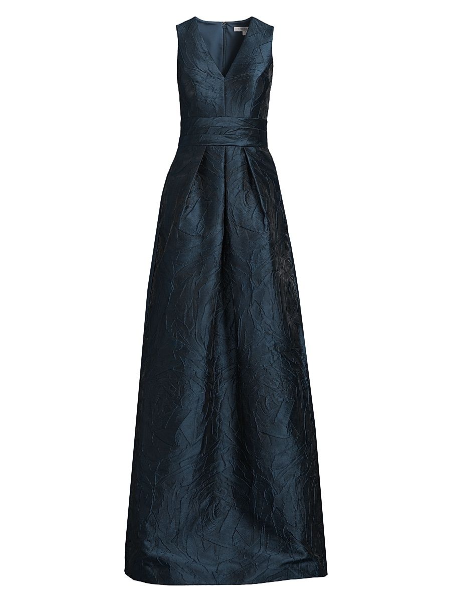 Women's Mariah Jacquard Textured Gown - Blue Opal - Size 4