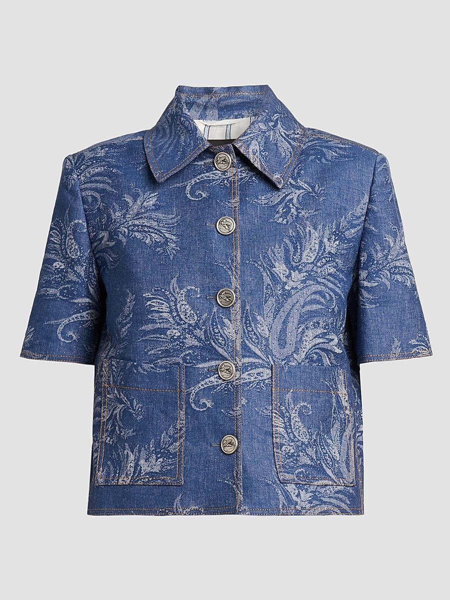 Women's Paisley Denim Shirt - Blue - Size 14