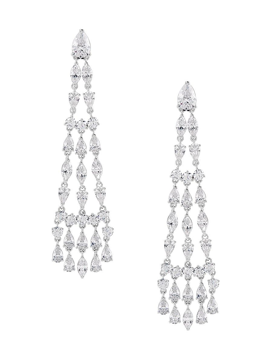 Women's Feliz Sterling Silver & Cubic Zirconia Linear Chandelier Earrings - Silver