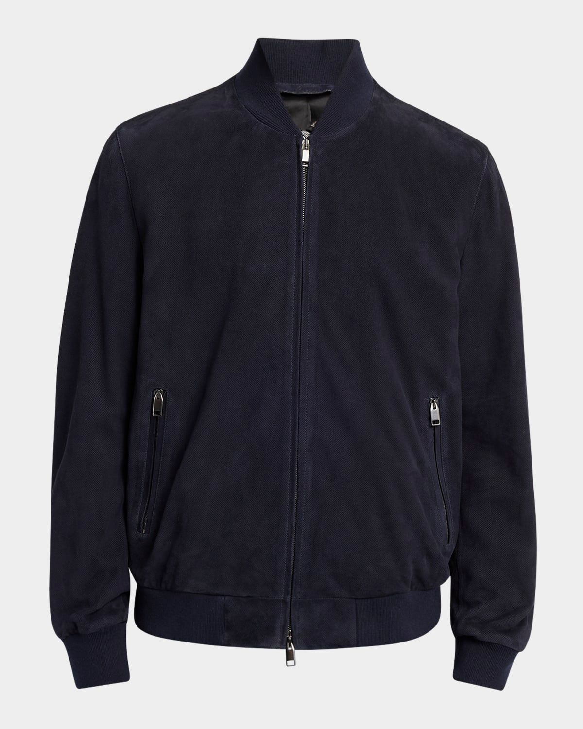 Men & apos;s Perferated Suede Bomber Jacket