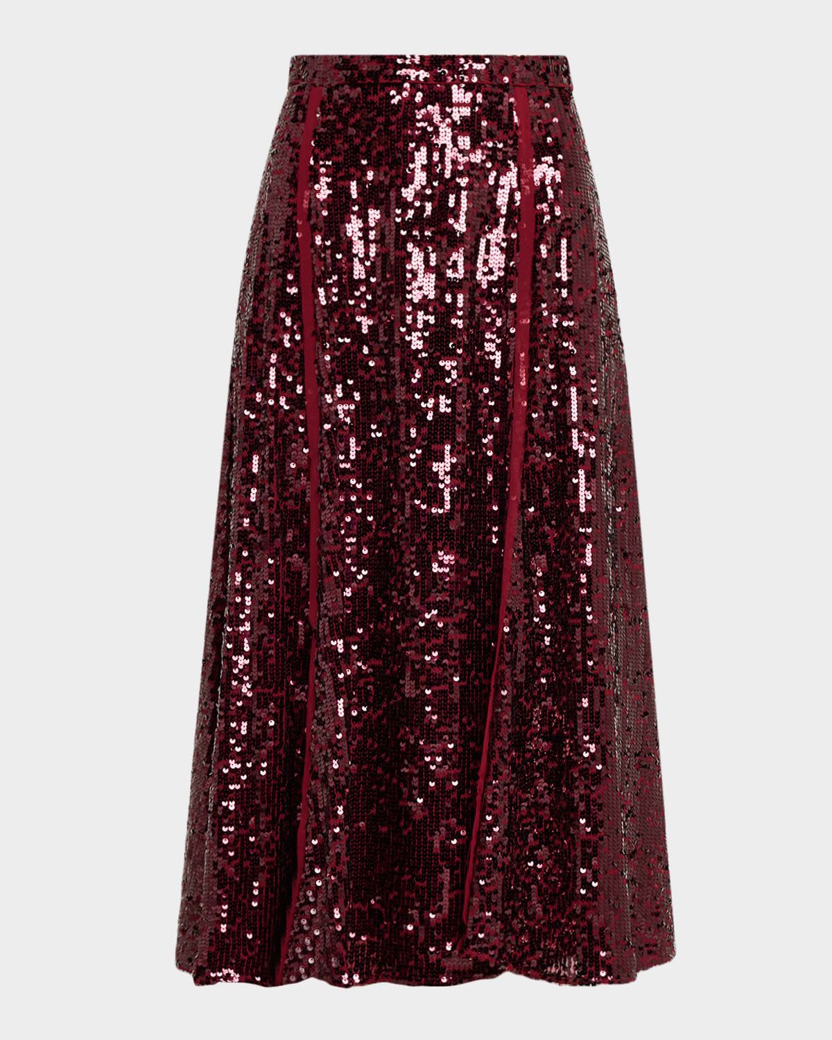 Sequined A-Line Midi Skirt