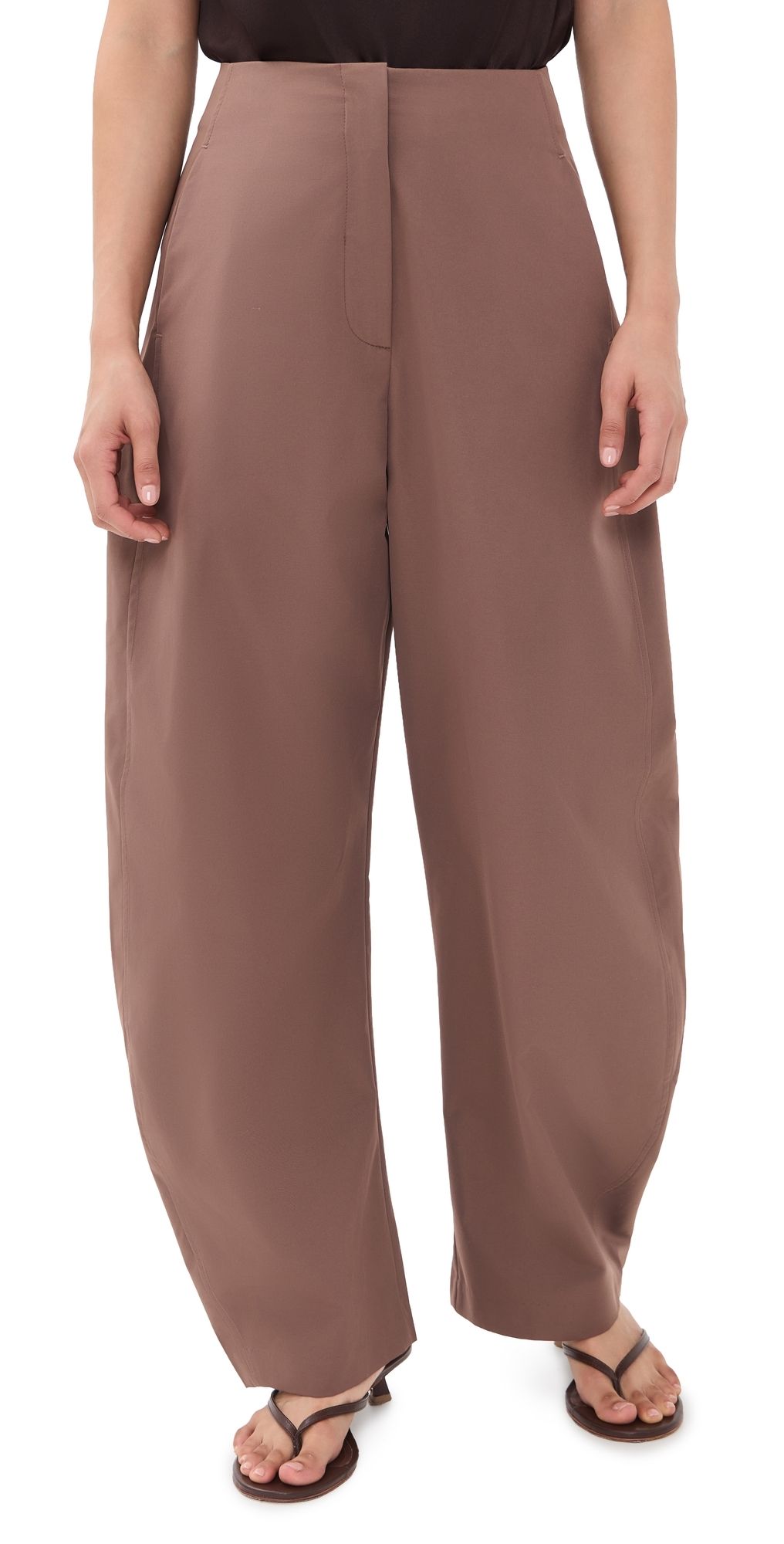 Source Unknown Edolo Barrel Leg Trousers Brown M
