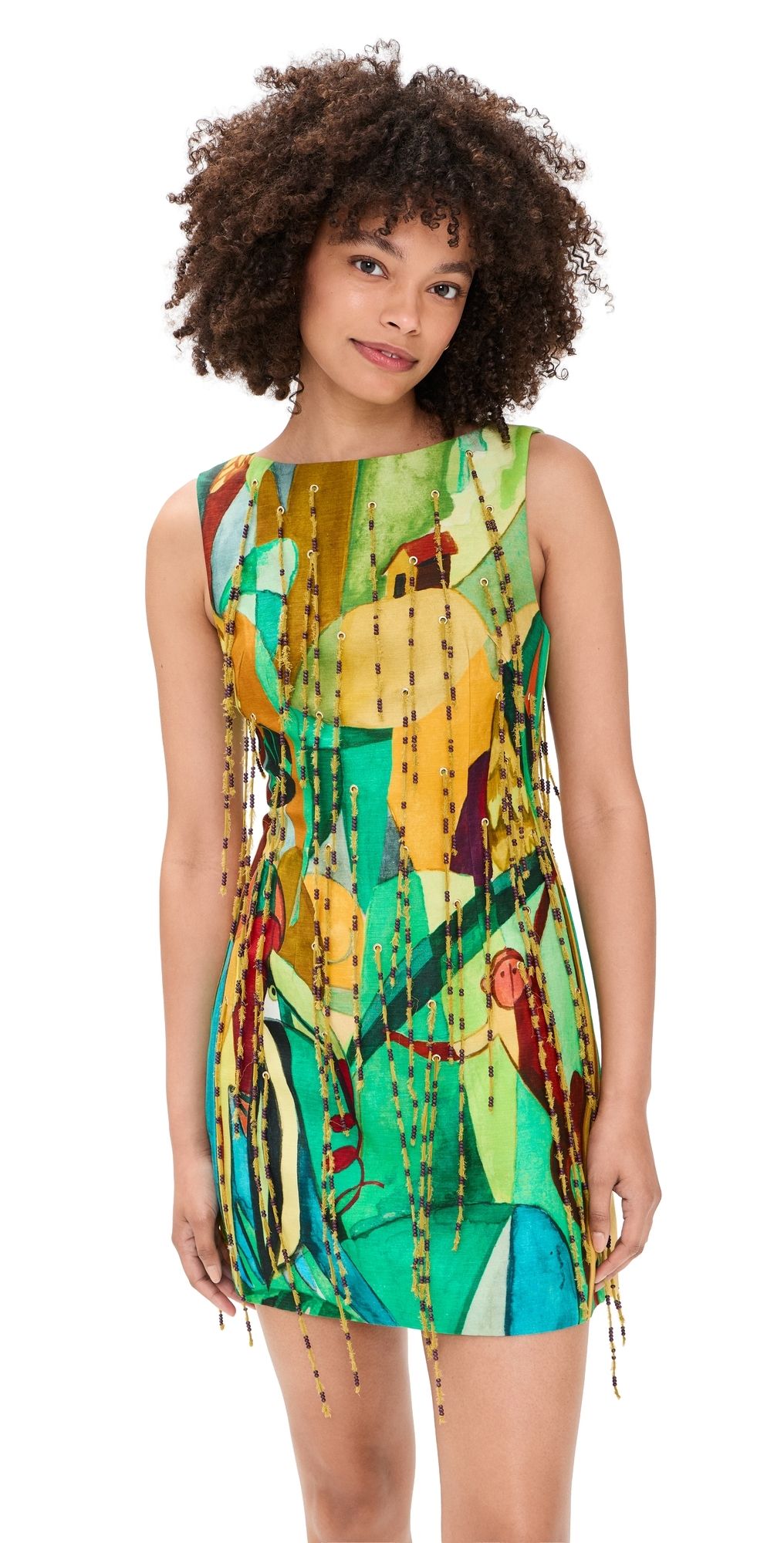 ALÉMAIS Mokshini Beaded Fringe Mini Dress Multi 10