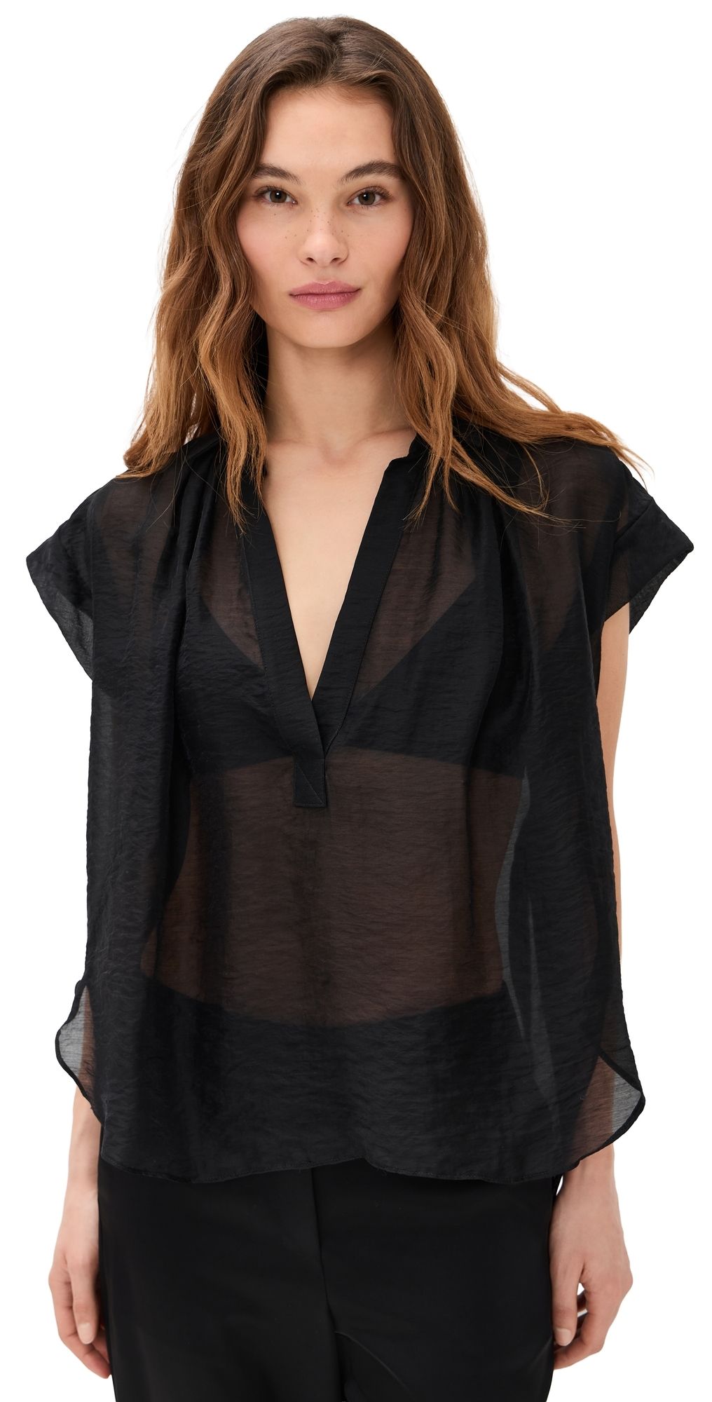 Secular Trinity Top In Sheer Tencel Black XS