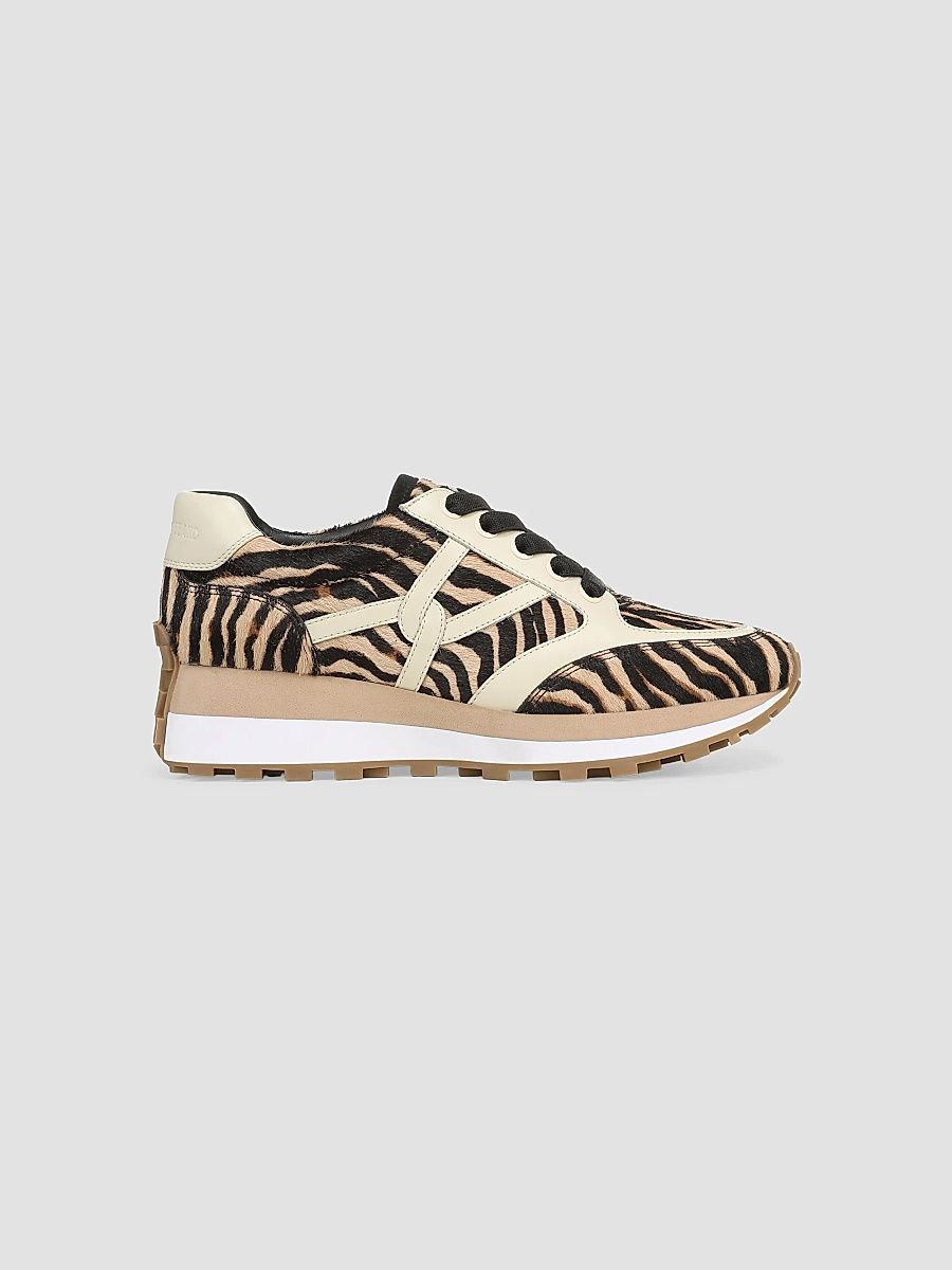 Veronica Beard Women's Valentina-6 Zebra-Print Calf Hair Sneakers - Ziger Brown - Size 12