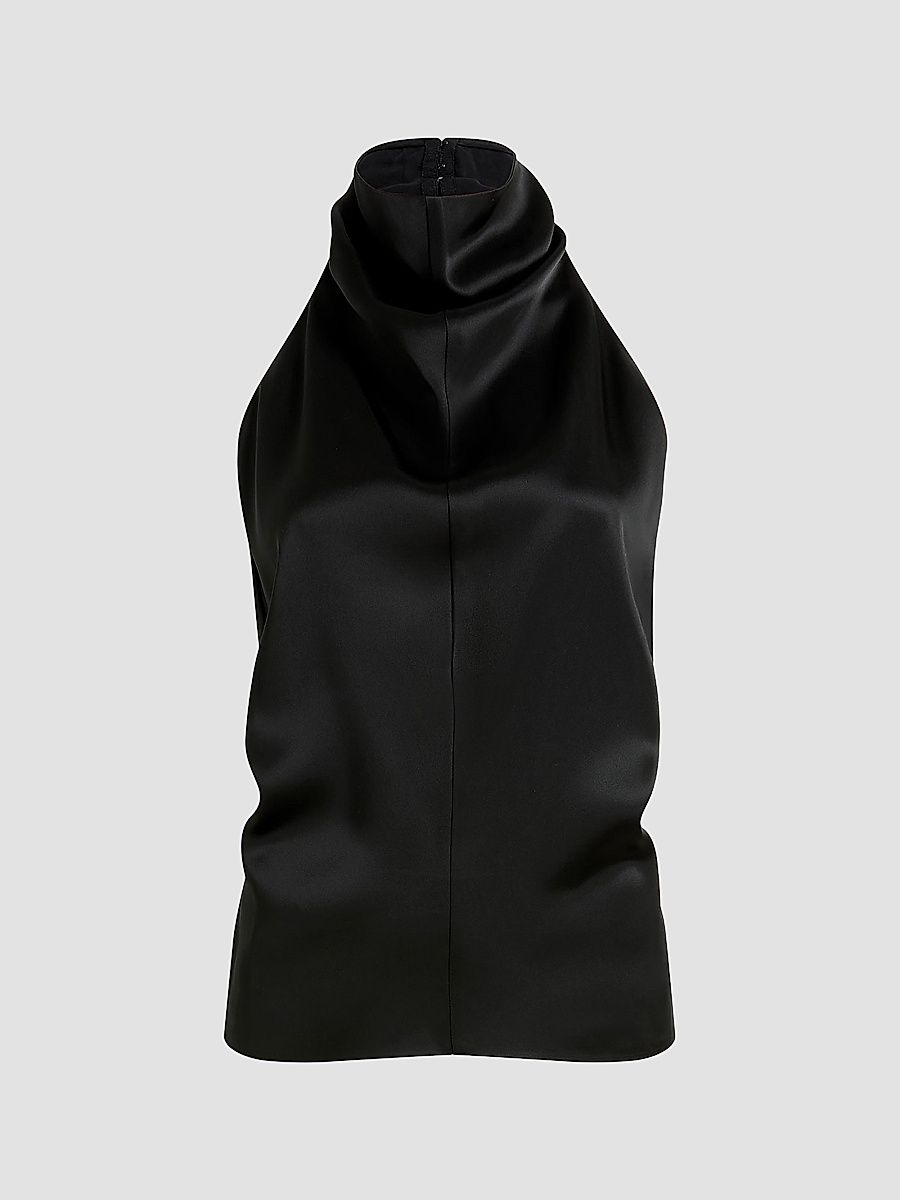 Women's Rone Satin Open-Back Top - Black - Size 8