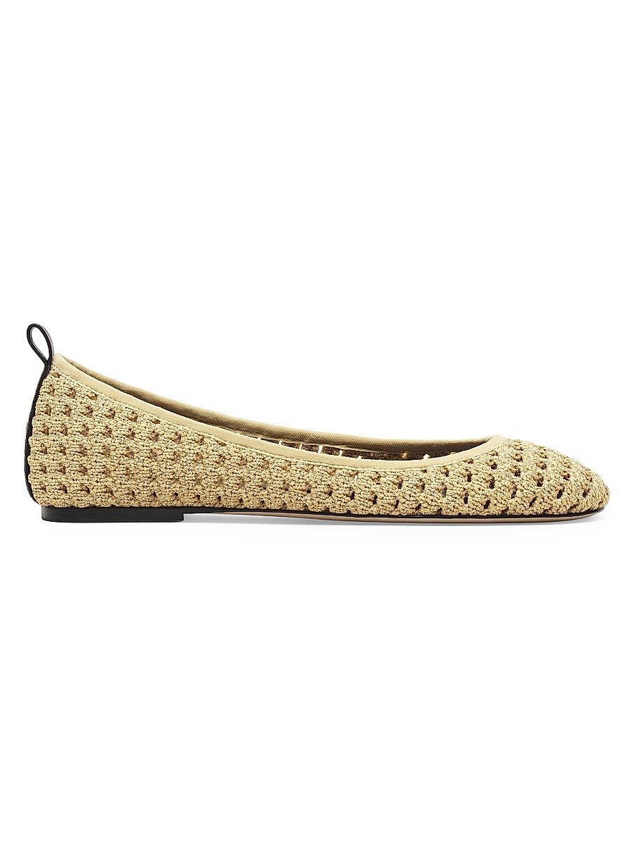 Women's The Crochet Lace-Up Ballerina Flats - Champagne - Size 9