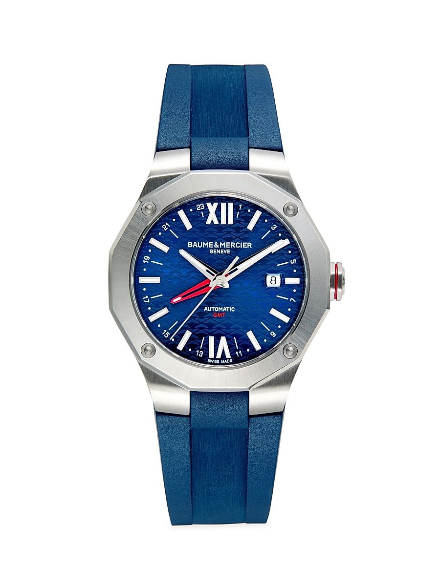 Men's Riviera 10659 Stainless Steel & Rubber Strap Watch/42MM - Blue