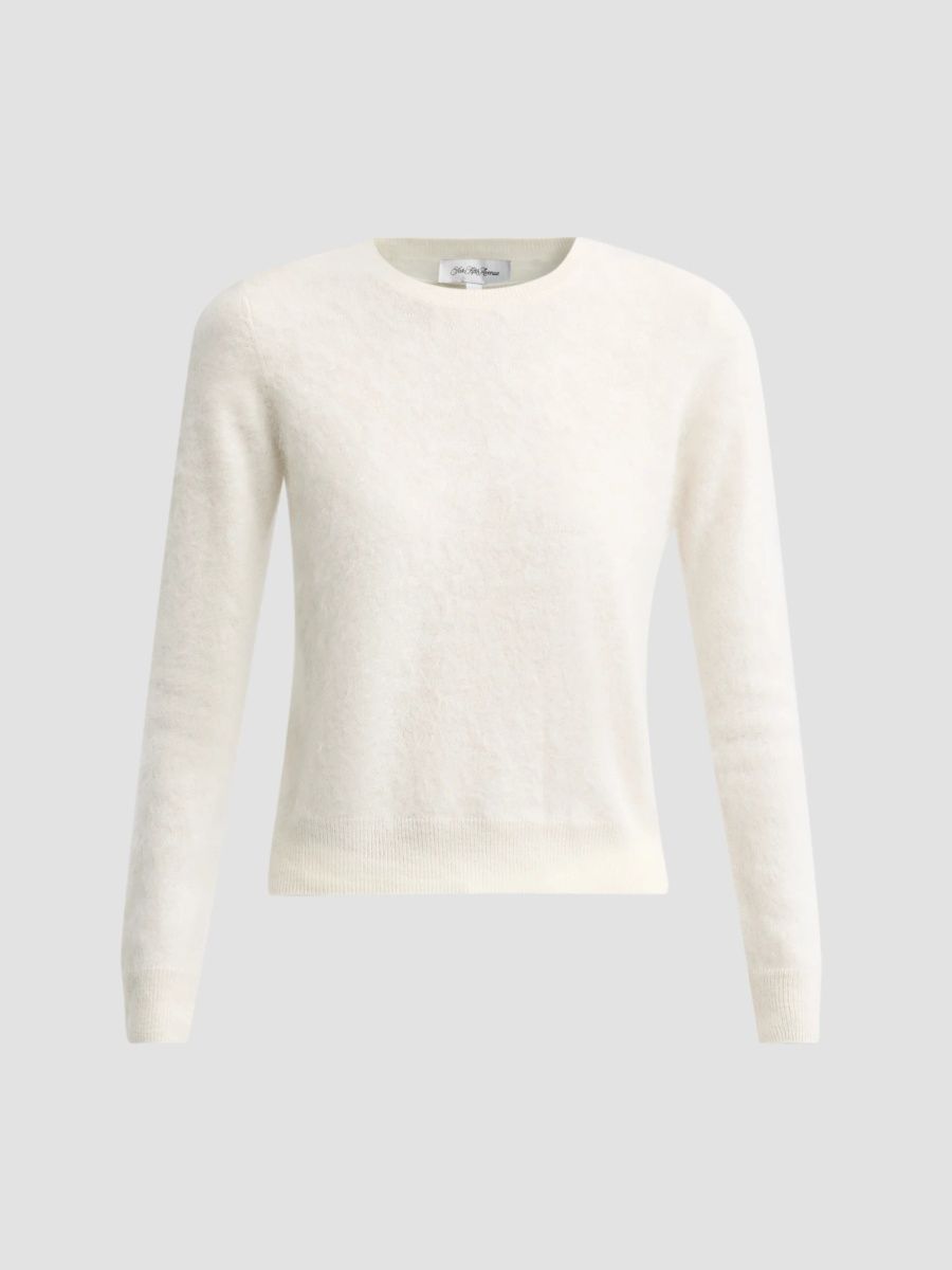 Sofia Cashmere Women's Private Label Crewneck Brushed Cashmere-Jersey Sweater - Ivory - Size XS