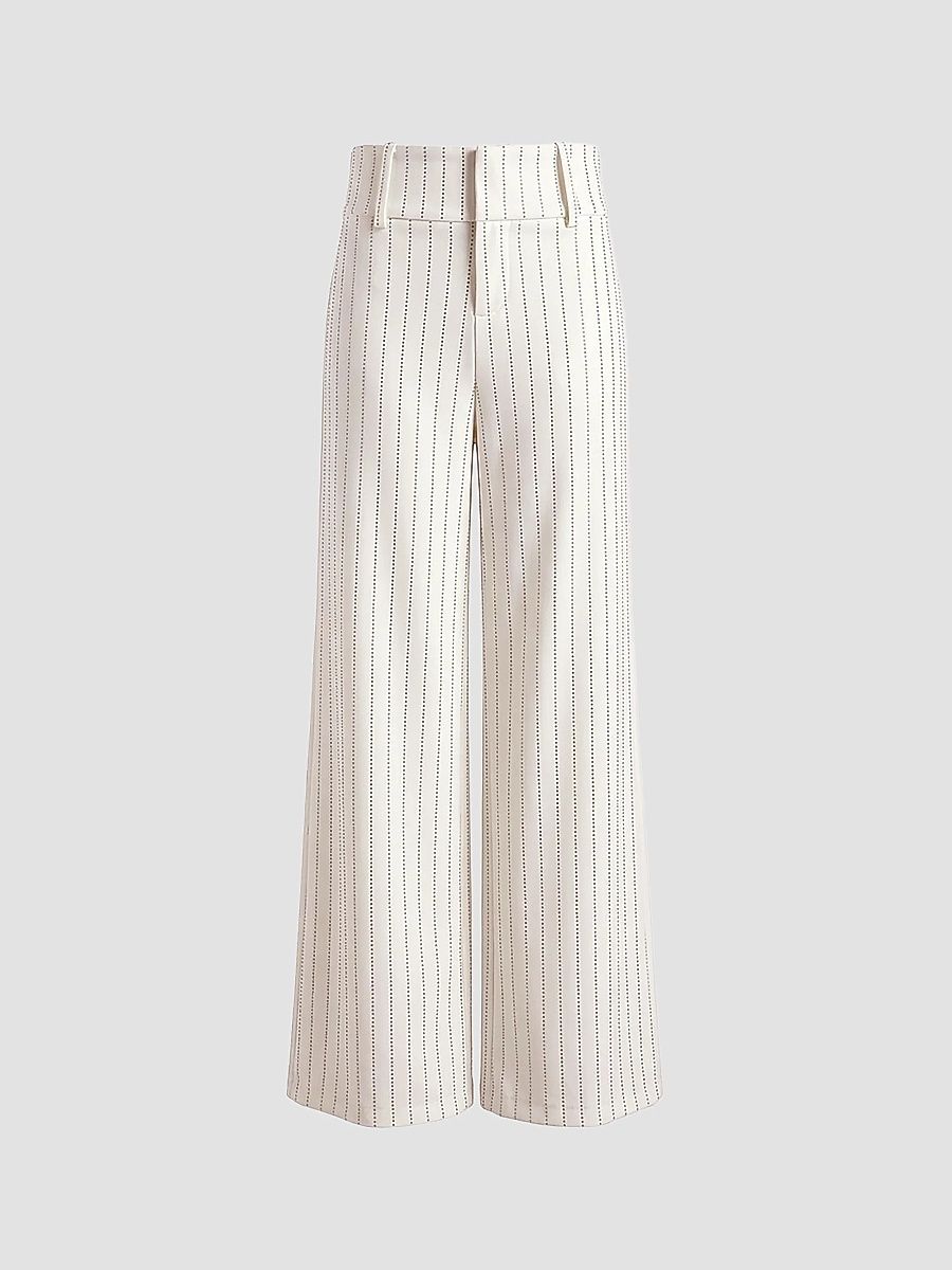 ALICE + OLIVIA Women's Olivia Striped Low-Rise Wide-Leg Pants - Off White Gold - Size 14