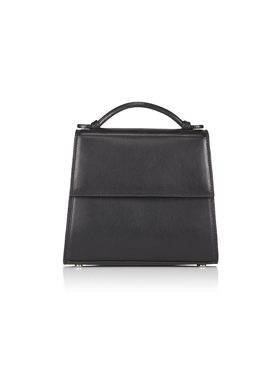 Women's Small Leather Top-Handle Bag - Black